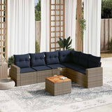 vidaXL 7-Piece Lounge Set with Cushions Poly Rattan Grey