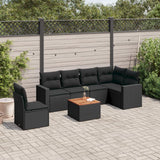 vidaXL 7-delige Loungeset met kussens poly rattan zwart