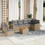 vidaXL 7-delige Loungeset met kussens poly rattan zwart
