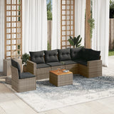 vidaXL 7-delige Loungeset met kussens poly rattan zwart
