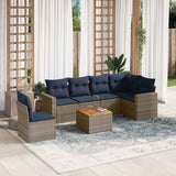 vidaXL 7-Piece Lounge Set with Cushions Poly Rattan Grey