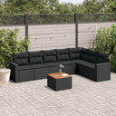 vidaXL 8-Piece Lounge Set with Cushions Poly Rattan Black