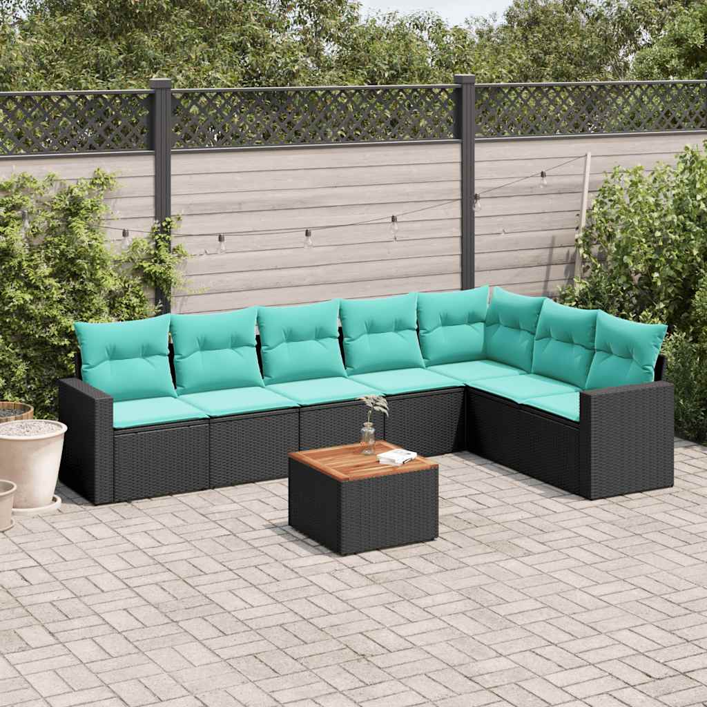 vidaXL 8-delige Loungeset met kussens poly rattan grijs
