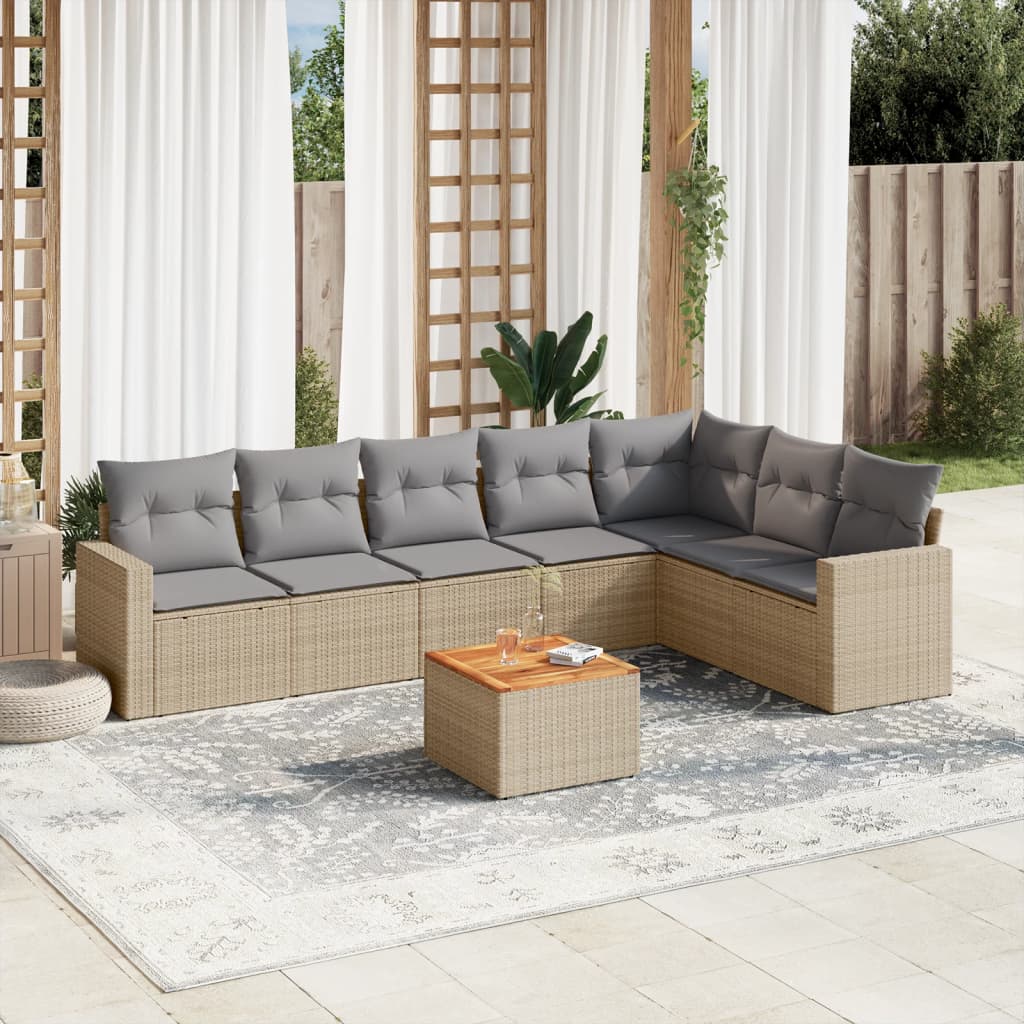 vidaXL 8-Piece Lounge Set with Cushions Poly Rattan Black