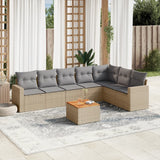 vidaXL 8-Piece Lounge Set with Cushions Poly Rattan Black