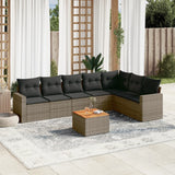 vidaXL 8-Piece Lounge Set with Cushions Poly Rattan Black