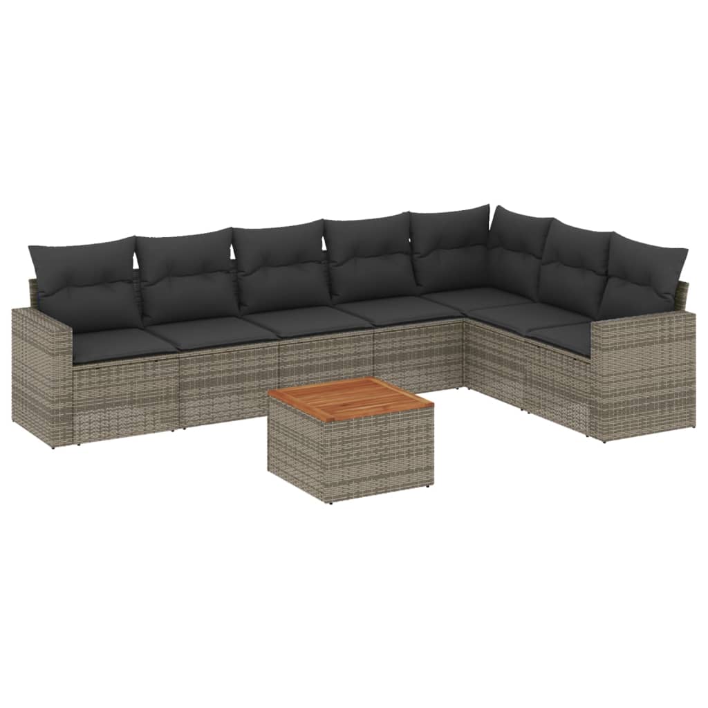 vidaXL 8-Piece Lounge Set with Cushions Poly Rattan Black