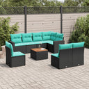 vidaXL 9-delige Loungeset met kussens poly rattan grijs