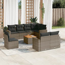 vidaXL 9-delige Loungeset met kussens poly rattan zwart