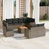 vidaXL 9-delige Loungeset met kussens poly rattan zwart