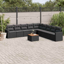 vidaXL 10-Piece Lounge Set with Cushions Poly Rattan Black