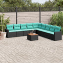 vidaXL 10-delige Loungeset met kussens poly rattan grijs