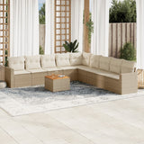 vidaXL 10-Piece Lounge Set with Cushions Poly Rattan Black