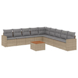 vidaXL 10-Piece Lounge Set with Cushions Poly Rattan Black