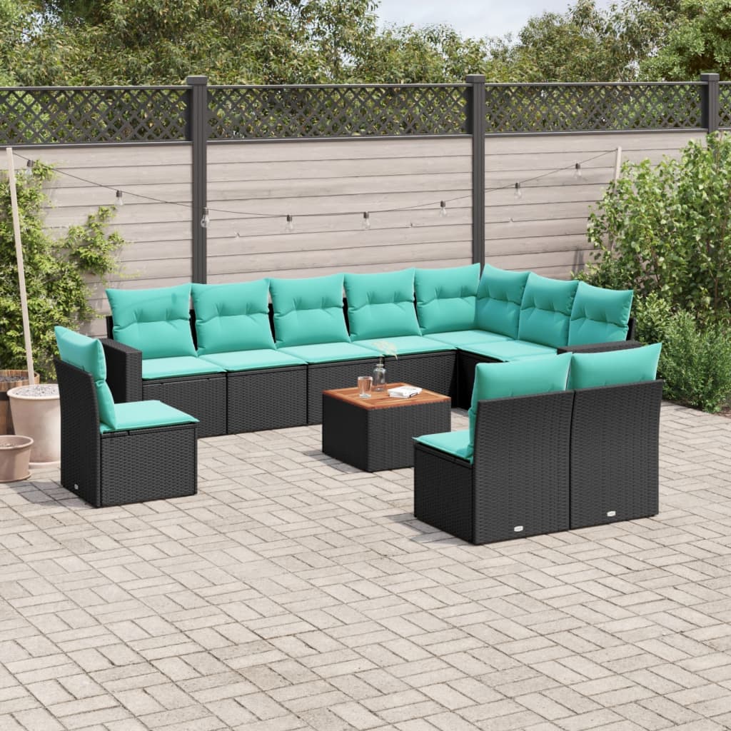 vidaXL 11-delige Loungeset met kussens poly rattan grijs