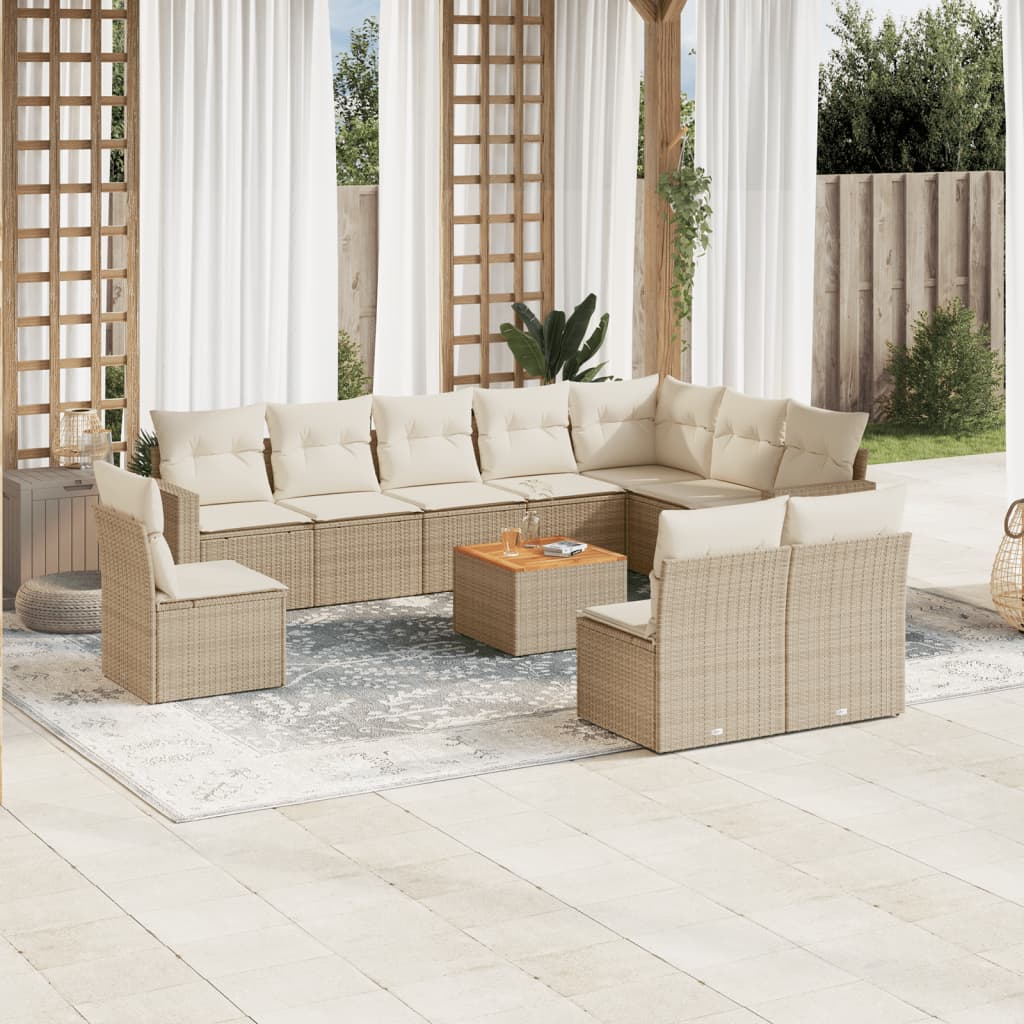 vidaXL 11-delige Loungeset met kussens poly rattan zwart