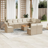 vidaXL 11-delige Loungeset met kussens poly rattan zwart
