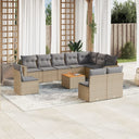 vidaXL 11-delige Loungeset met kussens poly rattan zwart
