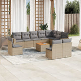 vidaXL 11-delige Loungeset met kussens poly rattan zwart