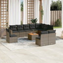 vidaXL 11-delige Loungeset met kussens poly rattan zwart