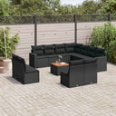 vidaXL 12-piece Lounge Set with Cushions Poly Rattan Black