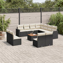 vidaXL 12-piece Lounge Set with Cushions Poly Rattan Black