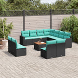 vidaXL 12-piece Lounge Set with Cushions Poly Rattan Grey