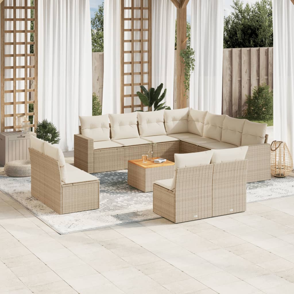 vidaXL 12-piece Lounge Set with Cushions Poly Rattan Black