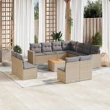 vidaXL 12-piece Lounge Set with Cushions Poly Rattan Black