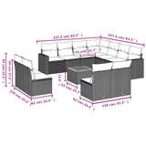 vidaXL 12-piece Lounge Set with Cushions Poly Rattan Black