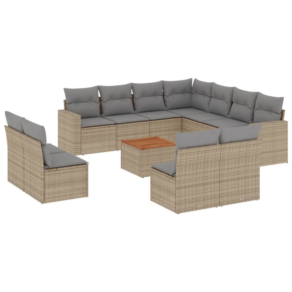 vidaXL 12-piece Lounge Set with Cushions Poly Rattan Black