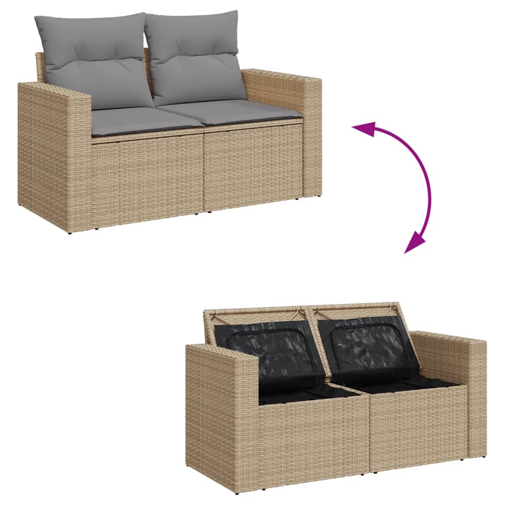 vidaXL 12-piece Lounge Set with Cushions Poly Rattan Black