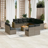 vidaXL 12-piece Lounge Set with Cushions Poly Rattan Black