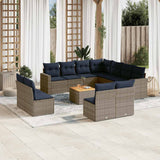vidaXL 12-piece Lounge Set with Cushions Poly Rattan Grey