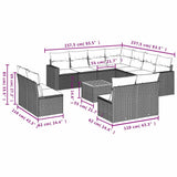 vidaXL 12-piece Lounge Set with Cushions Poly Rattan Grey