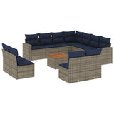 vidaXL 12-piece Lounge Set with Cushions Poly Rattan Grey