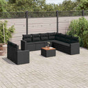 vidaXL 10-piece Lounge Set with cushions poly rattan black