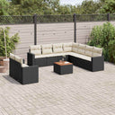 vidaXL 10-piece Lounge Set with cushions poly rattan black