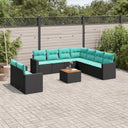 vidaXL 10-delige Loungeset met kussens poly rattan grijs