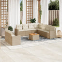 vidaXL 10-piece Lounge Set with cushions poly rattan black