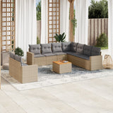 vidaXL 10-piece Lounge Set with cushions poly rattan black
