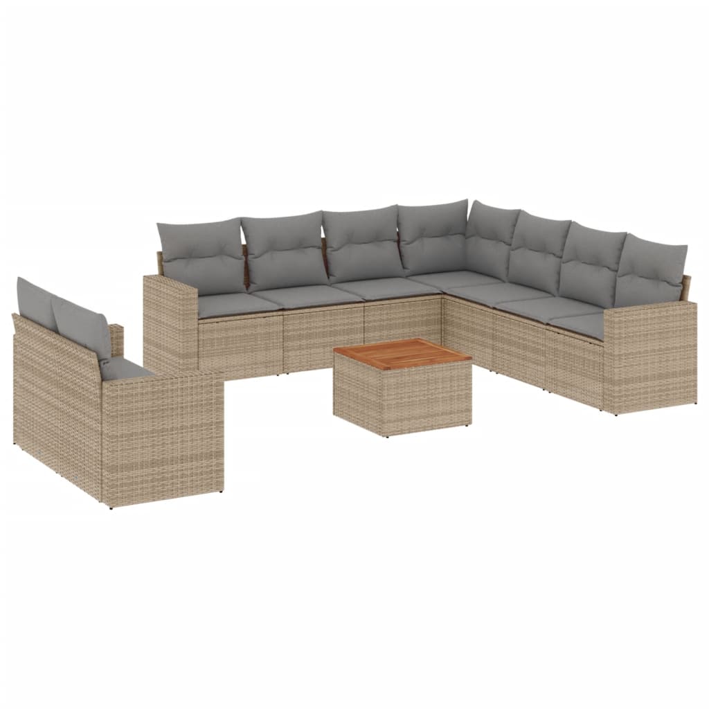 vidaXL 10-piece Lounge Set with cushions poly rattan black