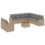 vidaXL 10-piece Lounge Set with cushions poly rattan black