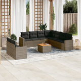 vidaXL 10-piece Lounge Set with cushions poly rattan black