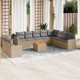 vidaXL 11-delige Loungeset met kussens poly rattan zwart