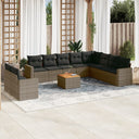 vidaXL 11-delige Loungeset met kussens poly rattan zwart