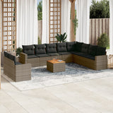 vidaXL 11-delige Loungeset met kussens poly rattan zwart