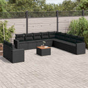 vidaXL 12-Piece Lounge Set with Cushions Poly Rattan Black
