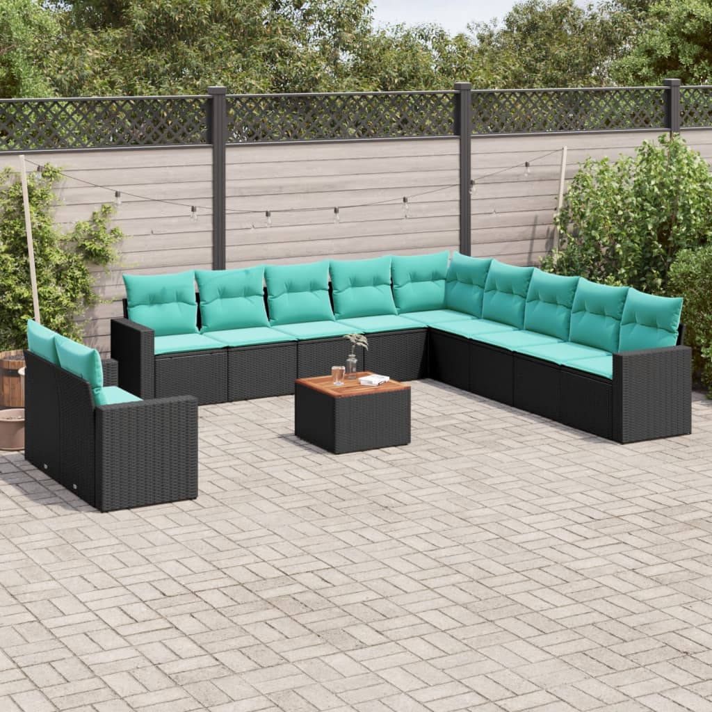 vidaXL 12-piece Lounge Set with Cushions Poly Rattan Grey