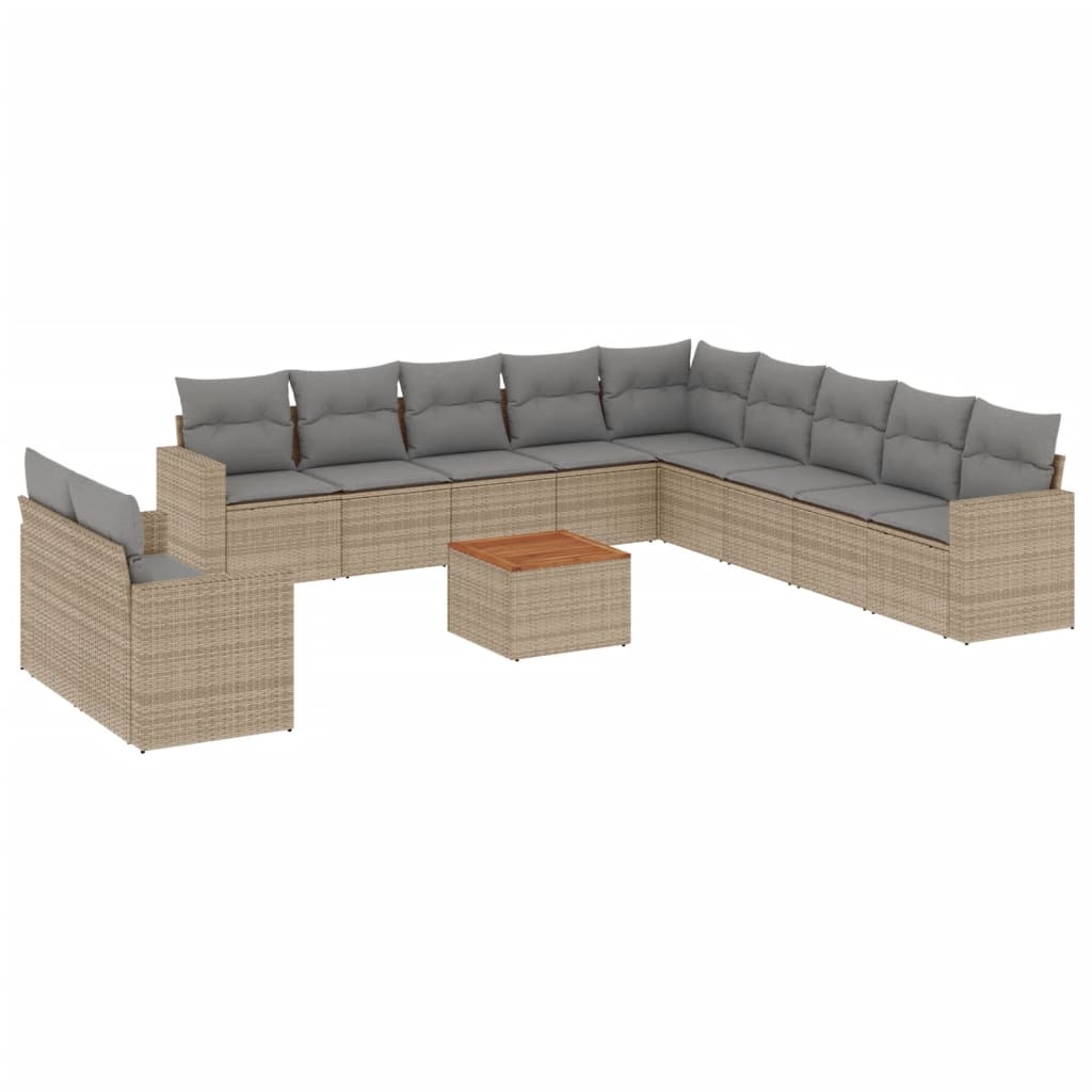 vidaXL 12-Piece Lounge Set with Cushions Poly Rattan Black